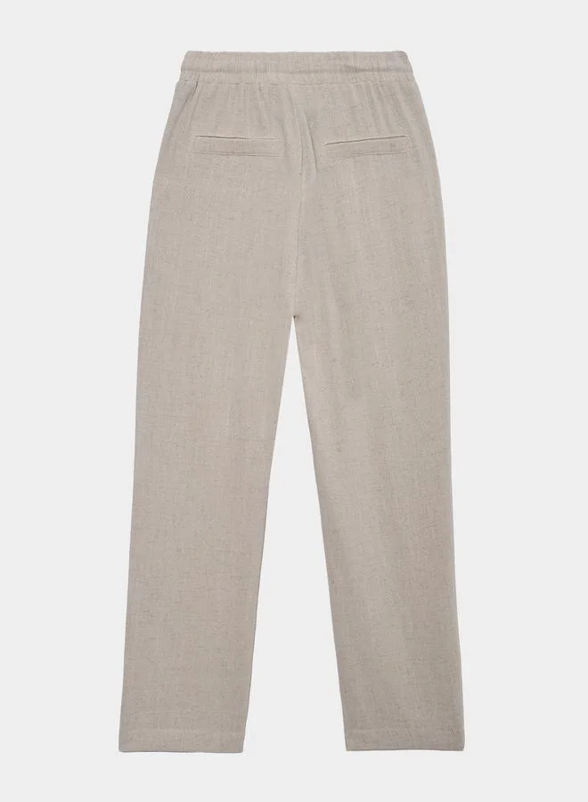 Styli Boys Beige Linen Drawstring Pants