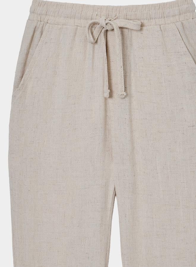 Styli Boys Beige Linen Drawstring Pants - Image 3