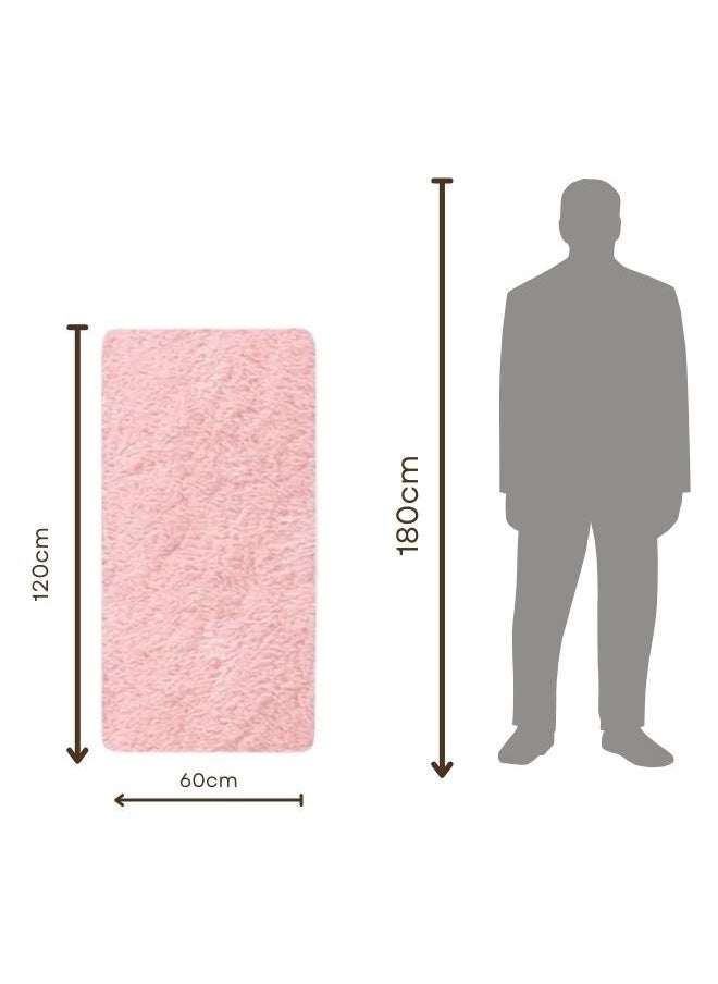 LUNA Home Soft Plush Printed Furry Floor Mat, Polyester, Rectangle, 60x120cm, Pink.  - Image 2