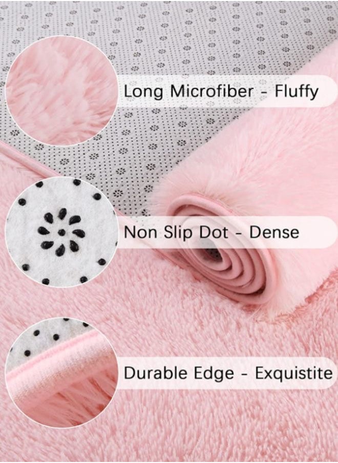 LUNA Home Soft Plush Printed Furry Floor Mat, Polyester, Rectangle, 60x120cm, Pink.  - Image 5