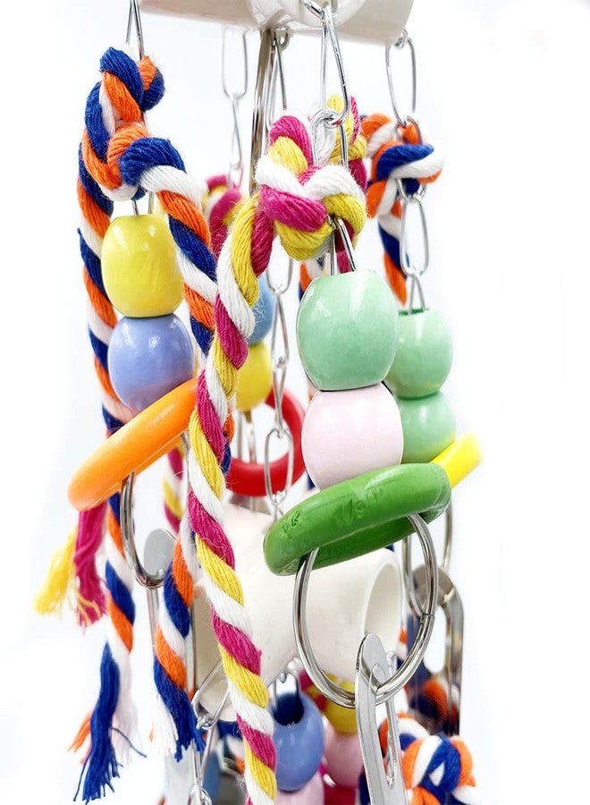 GILYGI New Upgraded Metallic Pots and Multicolored Ring Toys, Pullable 8 Stainless Steel Cups and 8 Wooden Ring Toys for Large and Extra Large Parrot Amazons Macaws African Greys Cockatoos Eclectus - Image 3