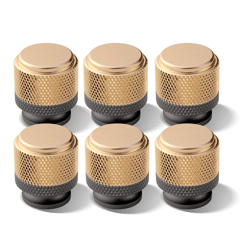 Gutuwellea 6 Pack 1 Cabinet Knob Aluminum Knob for Drawer Pulls Gold and Grey Oxidation Finish with Diamond Pattern