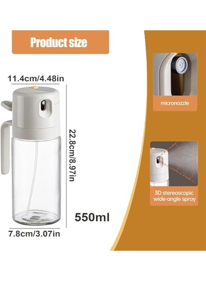 DUNISO 2 in 1 Oil Dispenser Bottle for Kitchen, Oil Spray Bottle, Automatic Cap Dispenser and Olive Oil Sprayer, Leak proof，for Air Fryer, Cooking, Frying, Salad, BBQ, Baking, Grill，550ml - Image 2