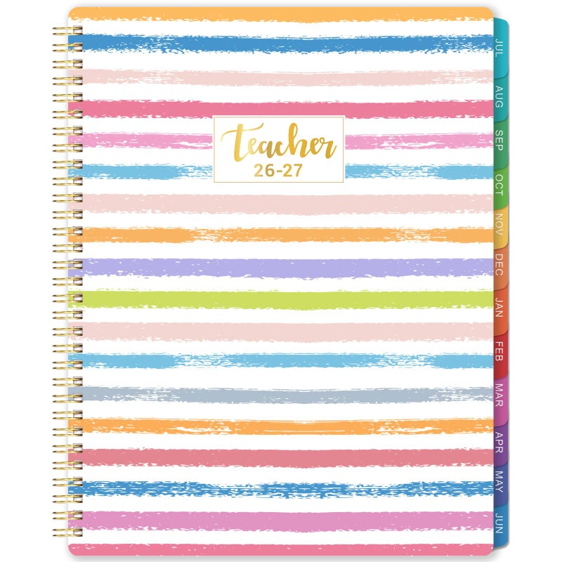 Vindora 2026-2027 Teacher Planner - July 2026 - June 2027, Lesson Planner 2026-2027, 8.5" x 11", Spiral Bound, Colorful Monthly Tabs - The Ultimate Organization Tool for Teachers - Image 1
