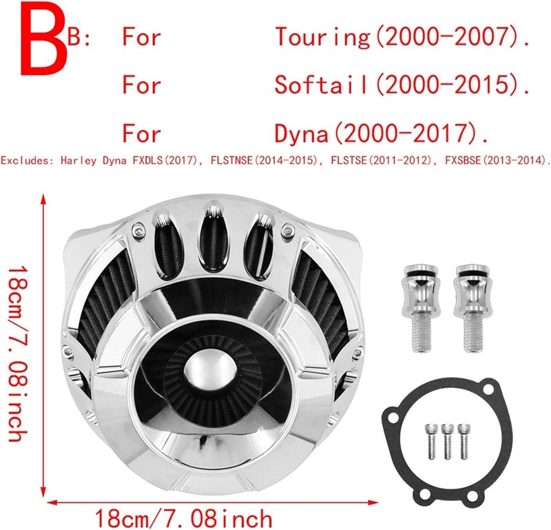 DEMULAX Chrome Air Cleaner Intake Filter for Harley Motorcycles - Image 2