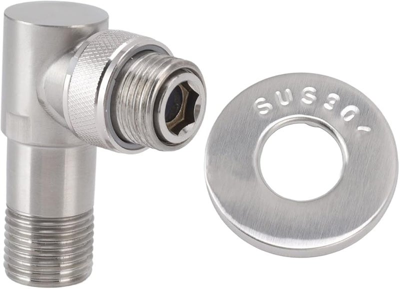 صمام زاوية من الفولاذ المقاوم للصدأ G1 2 مدخل واحد ومخرجين للحمام ومغسلة وسخان الماء - Image 1