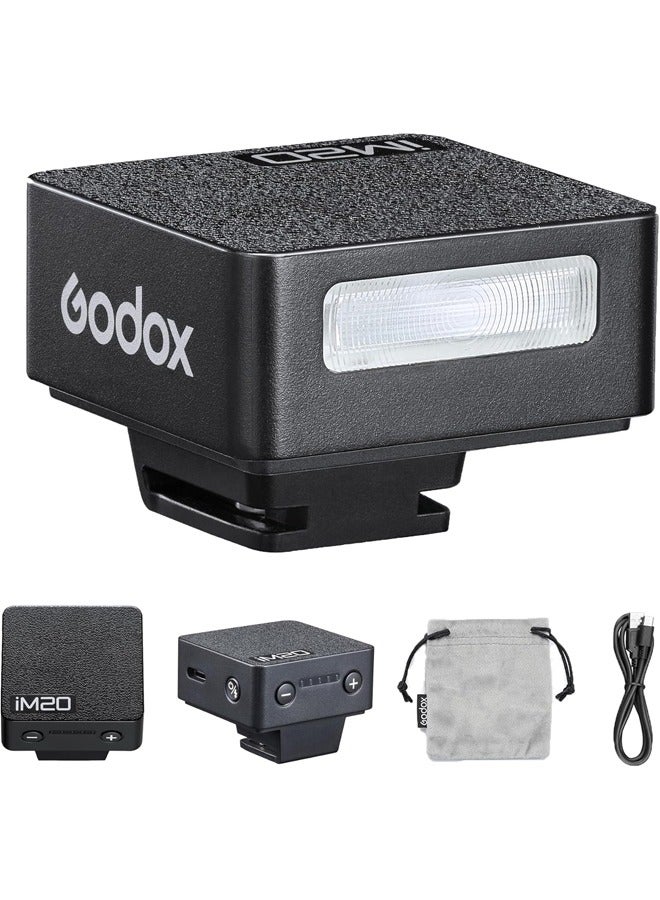 Godox Godox iM20 Camera Flash, USB C Charging Built-in Battery with 5 Levels Flash Power for Canon/Sony/Fuji/Nikon/Panasonic/Olympus, for Cameras with Single-Contact Hotshoe - Image 1