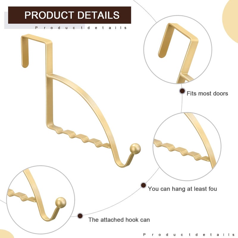 Hotop 2 Pcs Over The Door Hooks Over Door Hanger Sturdy Valet Hooks Mounted Hanging Storage Organizer Rack for Clothes Coats Towels Hats Scarves Purses(Champagne Gold) - Image 3