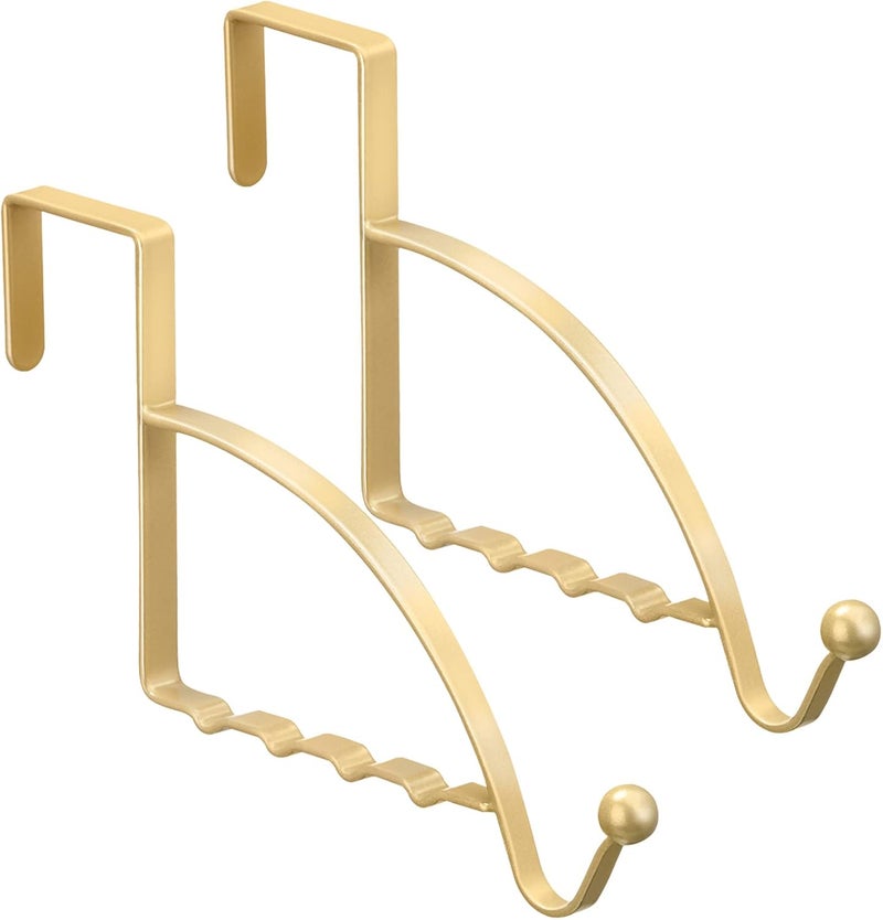 Hotop 2 Pcs Over The Door Hooks Over Door Hanger Sturdy Valet Hooks Mounted Hanging Storage Organizer Rack for Clothes Coats Towels Hats Scarves Purses(Champagne Gold) - Image 1