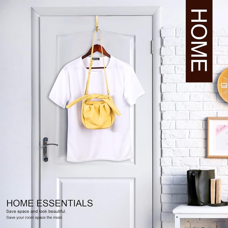 Hotop 2 Pcs Over The Door Hooks Over Door Hanger Sturdy Valet Hooks Mounted Hanging Storage Organizer Rack for Clothes Coats Towels Hats Scarves Purses(Champagne Gold) - Image 4