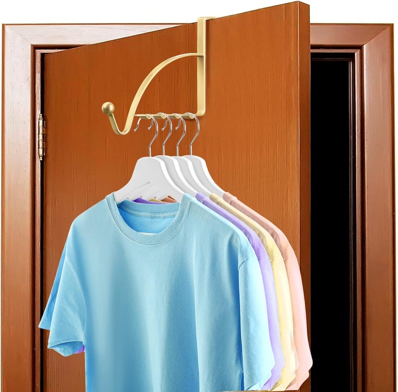 Hotop 2 Pcs Over The Door Hooks Over Door Hanger Sturdy Valet Hooks Mounted Hanging Storage Organizer Rack for Clothes Coats Towels Hats Scarves Purses(Champagne Gold) - Image 5