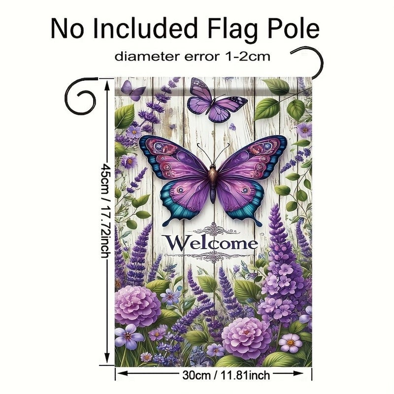 Rustic Wooden Butterfly Welcome Garden Flag 18 By 12 Inch Polyester - Image 3