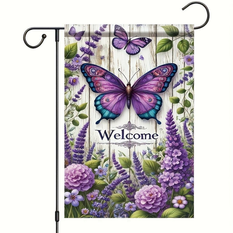 Rustic Wooden Butterfly Welcome Garden Flag 18 By 12 Inch Polyester - Image 5