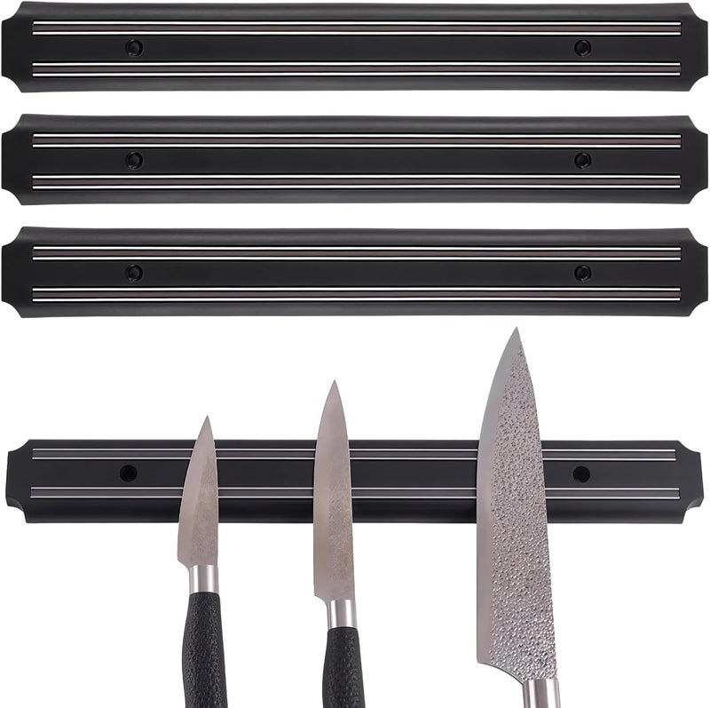 4 Pcs Black Plastic Griddle Tool Holder, 13 in Utensil Rack, Attachment Force Tool Strip, Kitchen Accessories, with Screws - Image 1