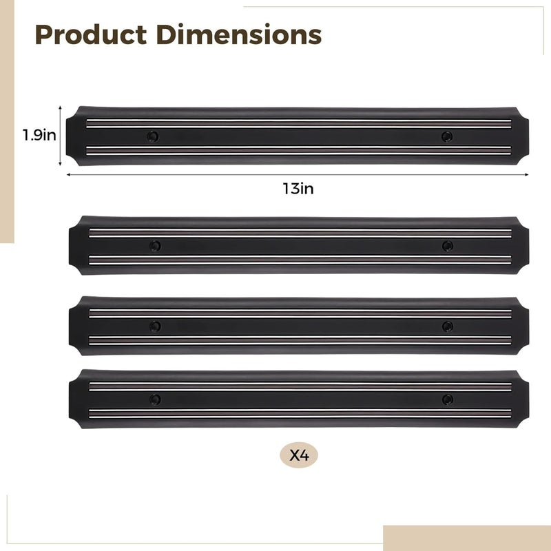 4 Pcs Black Plastic Griddle Tool Holder, 13 in Utensil Rack, Attachment Force Tool Strip, Kitchen Accessories, with Screws - Image 4