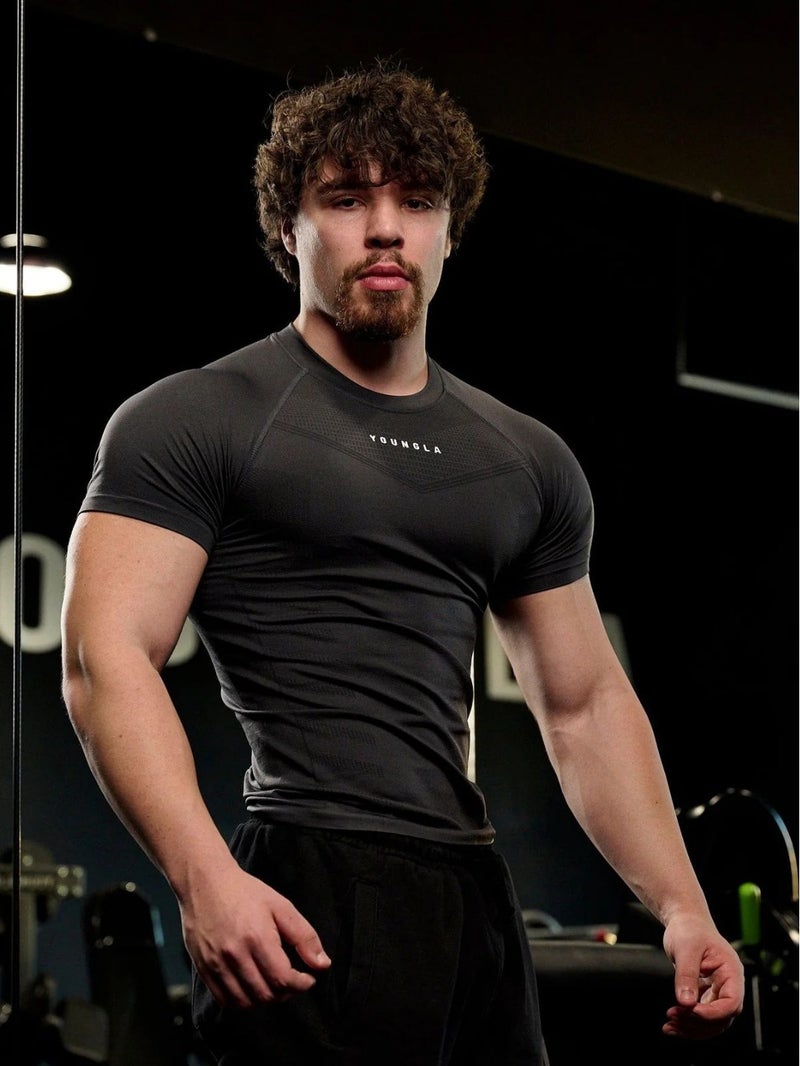 Youngla Men'S T-Shirt Sports Fitness Quick-Drying Breathable Stretch Fitness Clothes Jogger Outdoor Running Basketball Clothes - Image 3