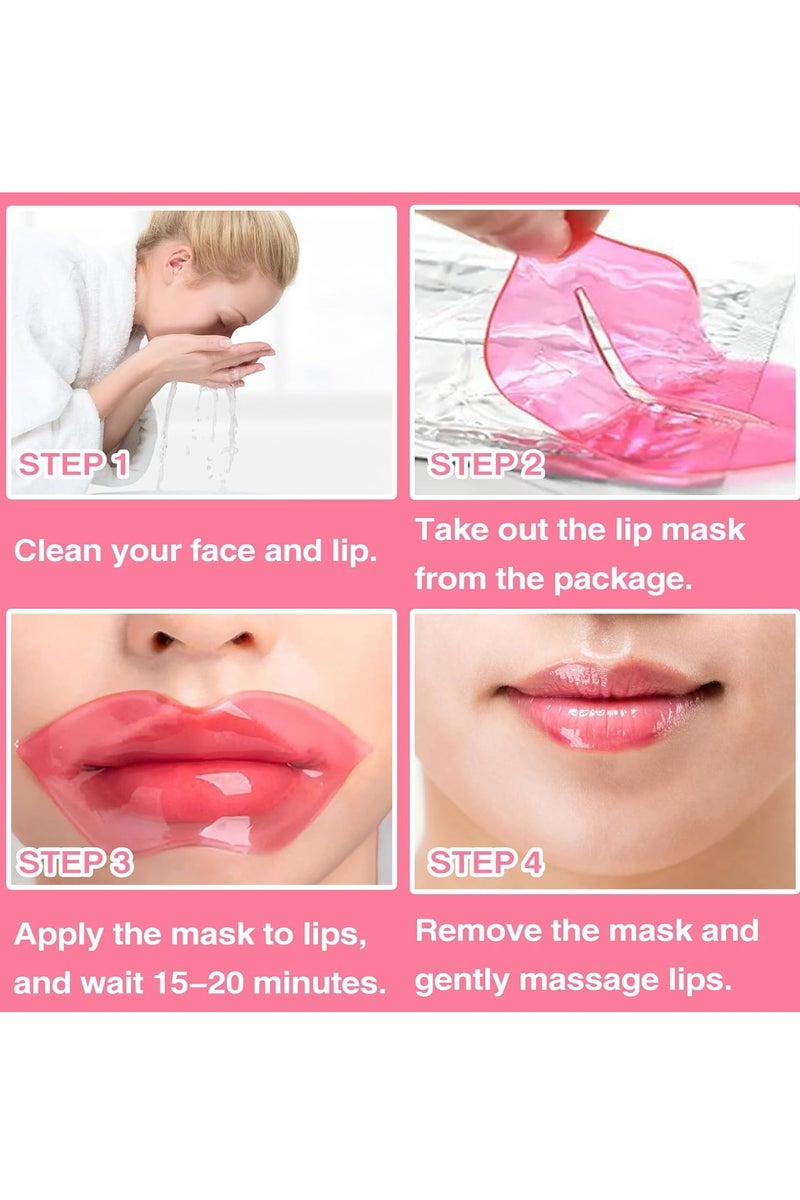 10Pcs Crystal Lip Mask, Moisturizing Collagen Crystal Lip Mask, Lip Care Gel Pads for Dry Lips, Lip Patches, Reduce lip Wrinkles, Remove Chapped Skin, Firming Hydrating Plumping Your Lips (Pink) - Image 4
