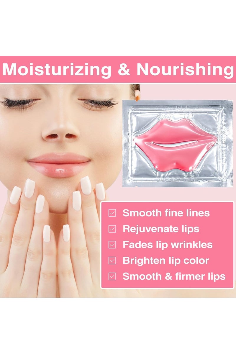 10Pcs Crystal Lip Mask, Moisturizing Collagen Crystal Lip Mask, Lip Care Gel Pads for Dry Lips, Lip Patches, Reduce lip Wrinkles, Remove Chapped Skin, Firming Hydrating Plumping Your Lips (Pink) - Image 2