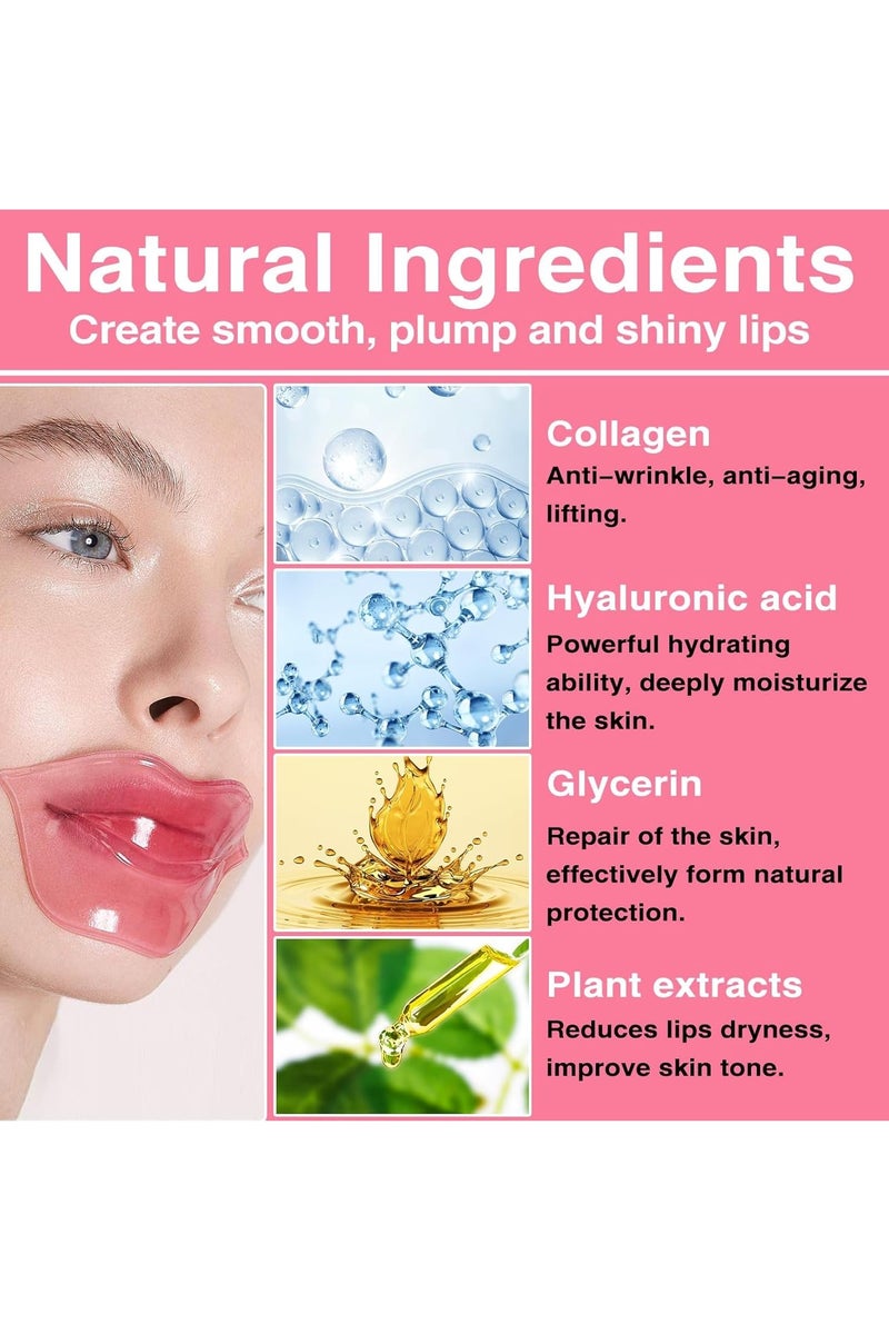 10Pcs Crystal Lip Mask, Moisturizing Collagen Crystal Lip Mask, Lip Care Gel Pads for Dry Lips, Lip Patches, Reduce lip Wrinkles, Remove Chapped Skin, Firming Hydrating Plumping Your Lips (Pink) - Image 5