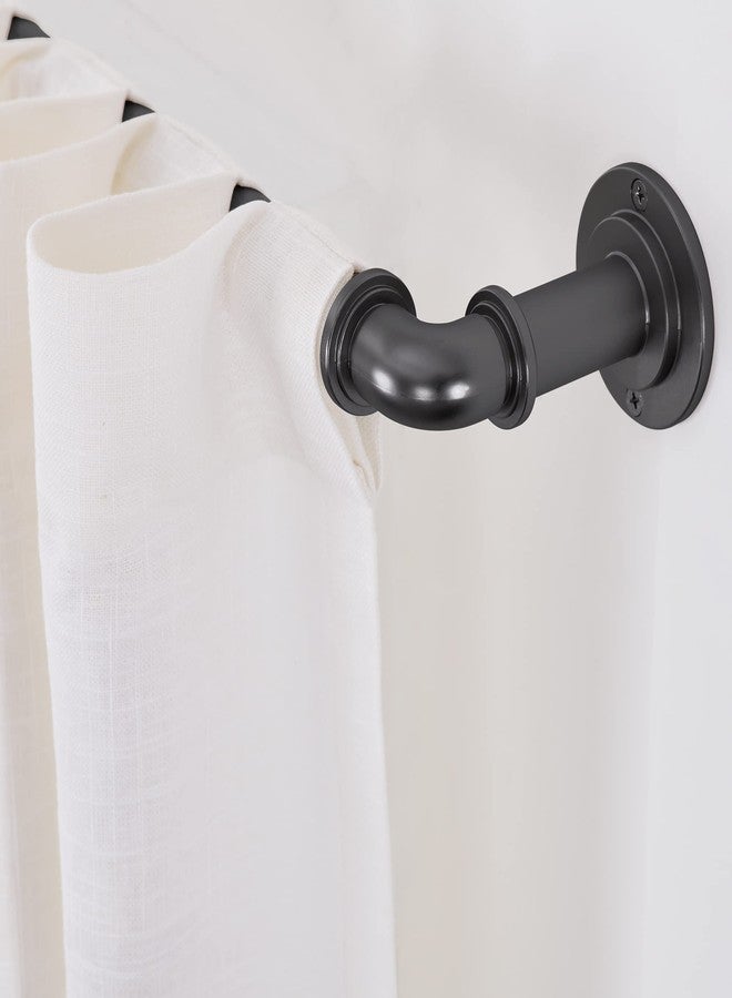 MODE Industrial Room Darkening Collection 1 1/8” diameter Industrial Curtain Rod Set with Steel Wall Mounted Expandable Curtain Rod, Blocks Light, Fits 72” to 144” Windows, Graphite - Image 2
