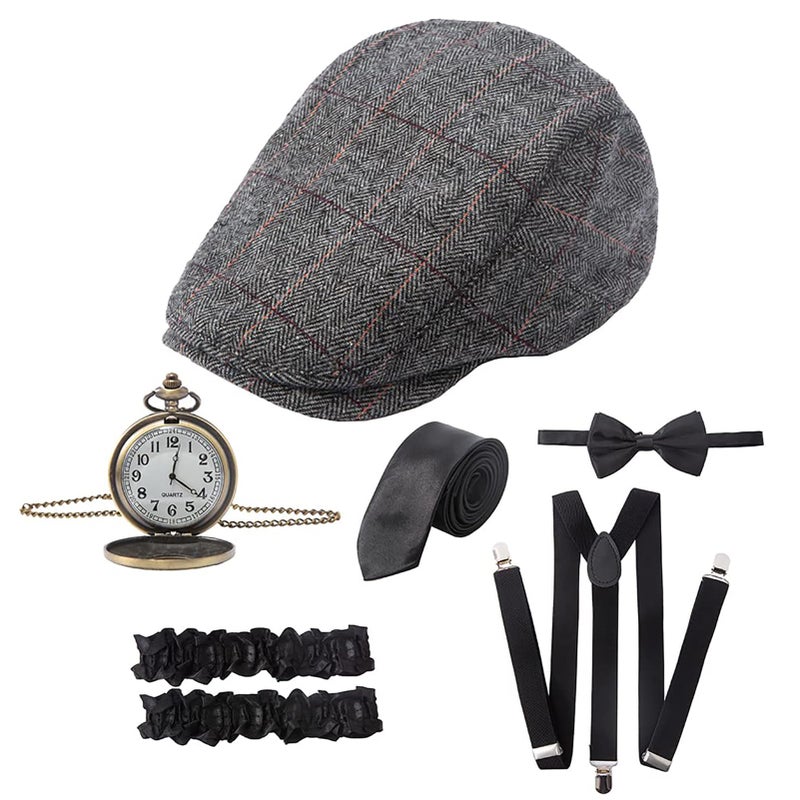 RAINDEWLL Roaring 20s Costumes for Men 1920s Mens Outfit Great Gatsby Accessories Gangster Costume Newsboy Hat - Image 4
