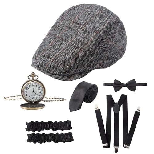 RAINDEWLL Roaring 20s Costumes for Men 1920s Mens Outfit Great Gatsby Accessories Gangster Costume Newsboy Hat - Image 1