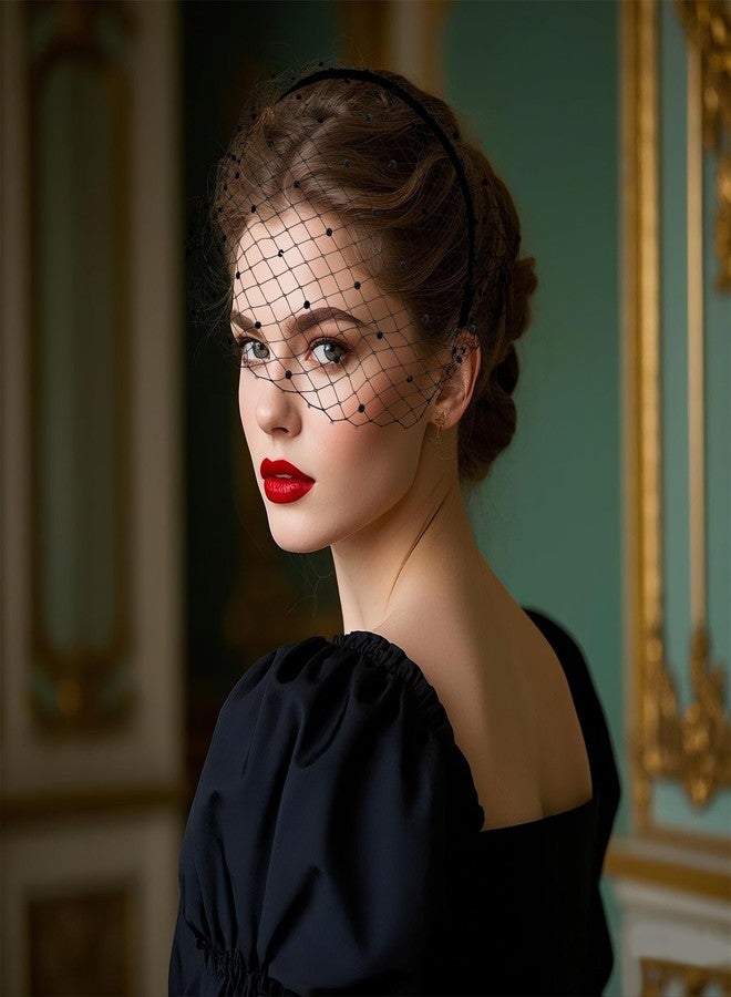 Fumwase Veil Fascinator Headband for Women Tea Party Fascinator Hats with Rhinestone for Wedding Bridal 1920s Tea Party - Image 5