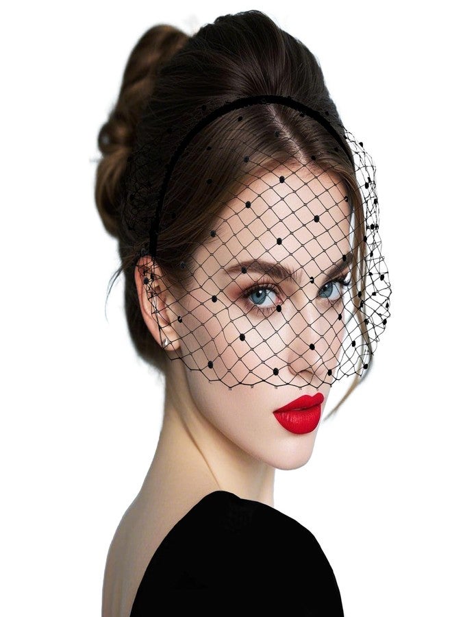 Fumwase Veil Fascinator Headband for Women Tea Party Fascinator Hats with Rhinestone for Wedding Bridal 1920s Tea Party - Image 1