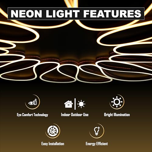 Forus 5 Meter LED Neon Strip Light Yellow – Waterproof Flexible Cuttable Rope Light for Wall Decor, Outdoor Lighting, Diwali Lights, Festival Decoration, Room & Shop Signage – 6 Month Warranty - Image 2