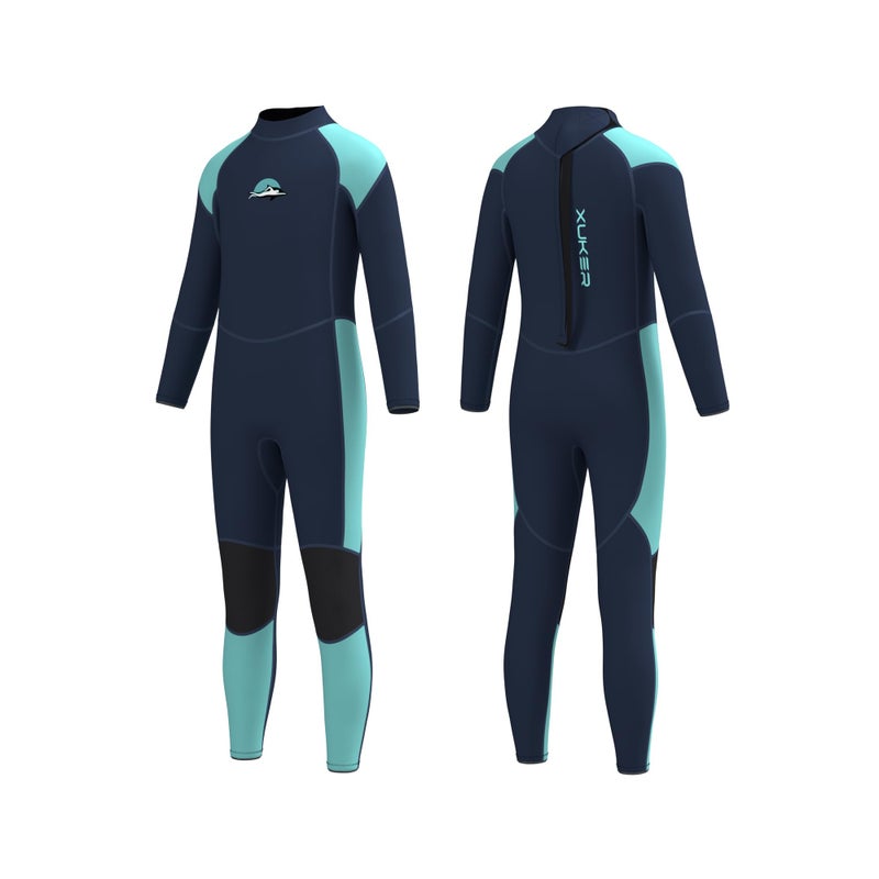 XUKER Kids Wetsuit for Boys Girls Toddlers 3mm Wetsuit Back Zip Neoprene Thermal Full Body Wetsuits for Youth Teens Scuba Dive Swimming Boating Snorkeling