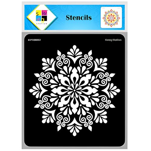 SWAGSTATION Reusable DIY Mandala Pattern Large Size Stencils (12"x12") - Decorative Reusable Mandala Stencils for Art & Craft - Home Décor, Wall Painting - Image 1