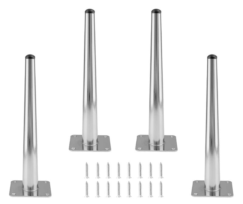 Seimneire 4pcs 10 Inch Furniture Legs Straight Conical Metal Legs Chrome MidCentury Style Furniture Feet for Sofa Cabinet Table Chair Cupboard Couch Ottoman Home DIY Projects
