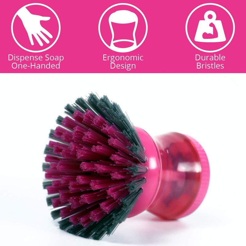 WBM WBM Care Home Soap Dispensing Brush Nylon Bristles Dish Washing Brush with Good Grip for Kitchen 3 Count - Image 4