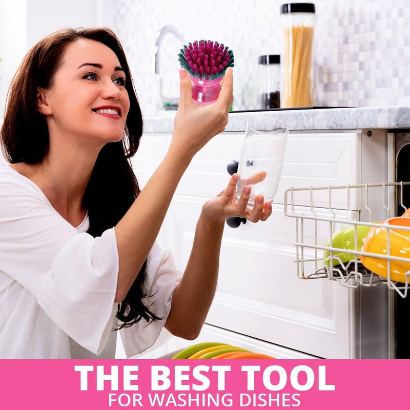 WBM WBM Care Home Soap Dispensing Brush Nylon Bristles Dish Washing Brush with Good Grip for Kitchen 3 Count - Image 2