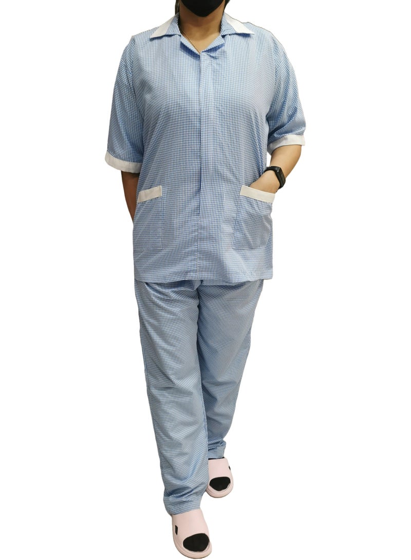Rannah's Uniform Women's Housekeeper Uniform, Short Sleeve, Light Fabric, Summer, Checkers Pattern - Image 1