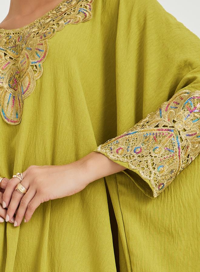 Amirah Amirah Embroidery Loose Fit Batwing Sleeve Kaftan  - Image 3