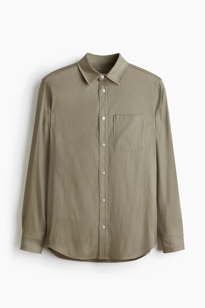 Four-way Stretch Regular Fit Linen-blend shirt