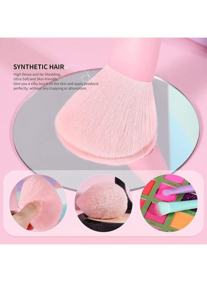 docolor Makeup Brushes 17 Pcs Colourful Makeup Brush Set Premium Gift Synthetic Kabuki Foundation Blending Face Powder Blush Concealers Eyeshadow Rainbow Make Up Brush Set - Dream of Color - Image 3