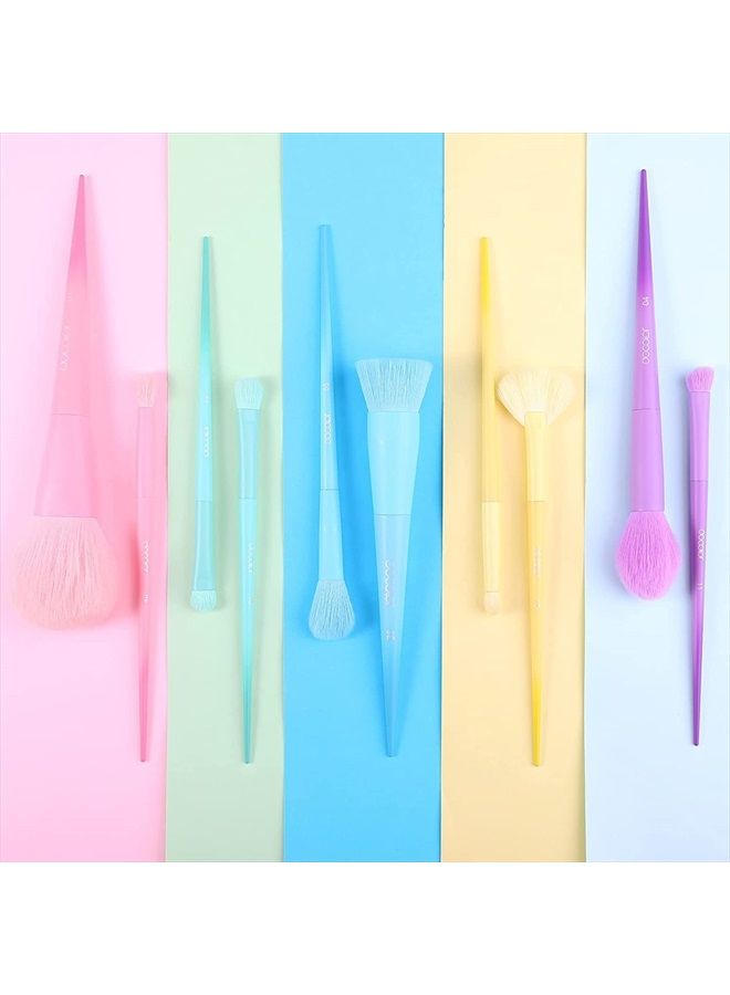 docolor Makeup Brushes 17 Pcs Colourful Makeup Brush Set Premium Gift Synthetic Kabuki Foundation Blending Face Powder Blush Concealers Eyeshadow Rainbow Make Up Brush Set - Dream of Color - Image 5