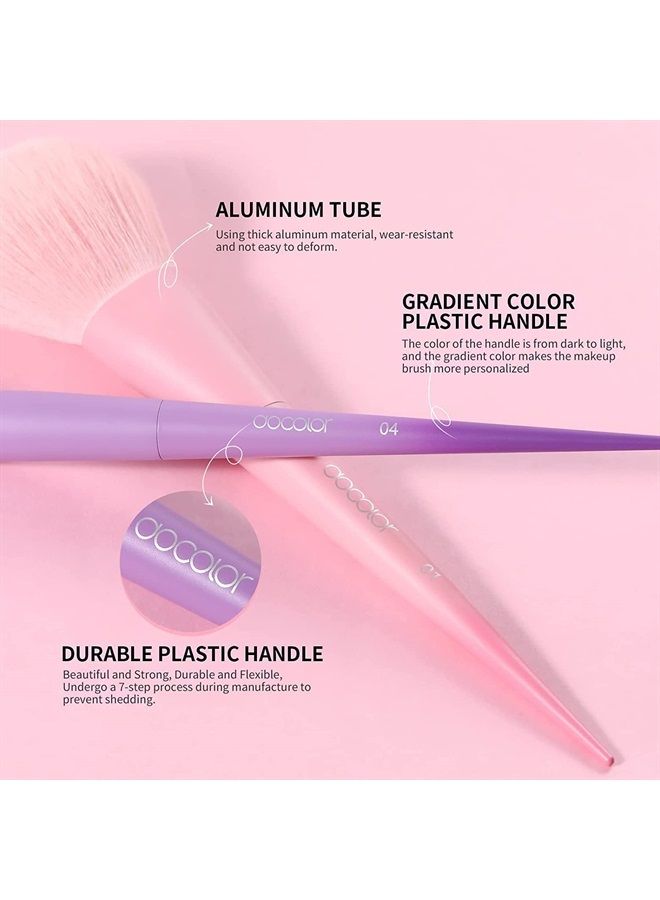docolor Makeup Brushes 17 Pcs Colourful Makeup Brush Set Premium Gift Synthetic Kabuki Foundation Blending Face Powder Blush Concealers Eyeshadow Rainbow Make Up Brush Set - Dream of Color - Image 4