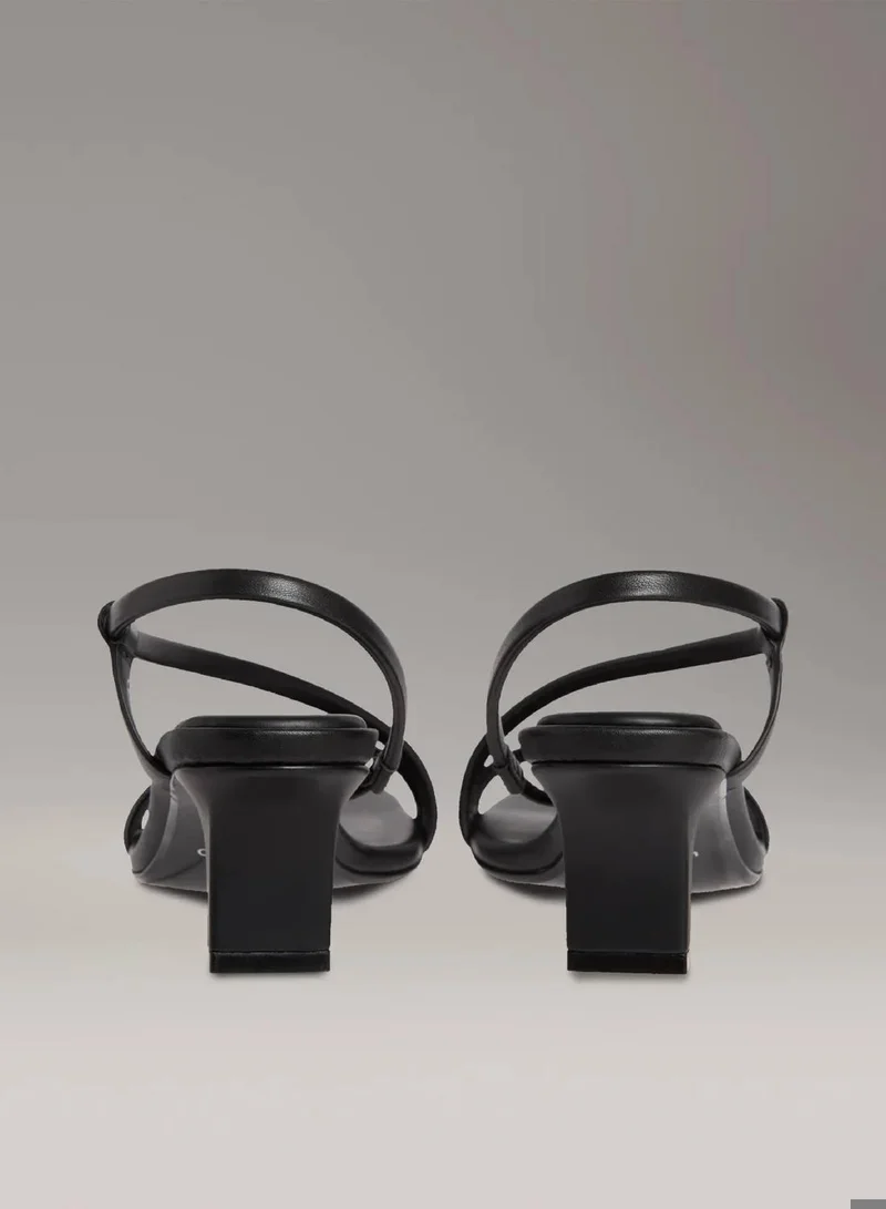 Calvin Klein Ck Black Leather Heeled Sandals for Women | Best Price UAE