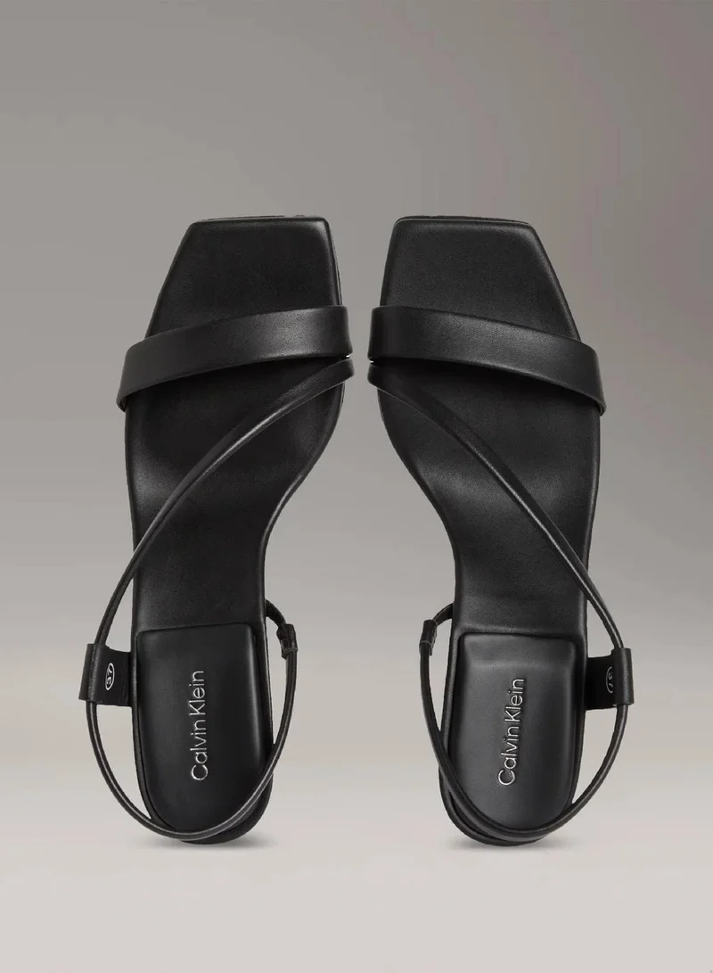 Calvin Klein Ck Black Leather Heeled Sandals for Women | Best Price UAE