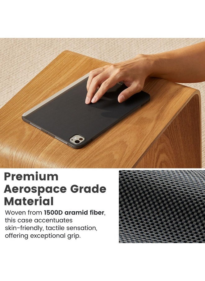 PITAKA PITAKA iPad Pro 13 Inch case 2024, Magic Keyboard Compatible Case for iPad Pro M4, Support Apple Pencil Charging, Aramid Fiber Made [MagEZ Case 2 - Black/Grey]  - Image 4