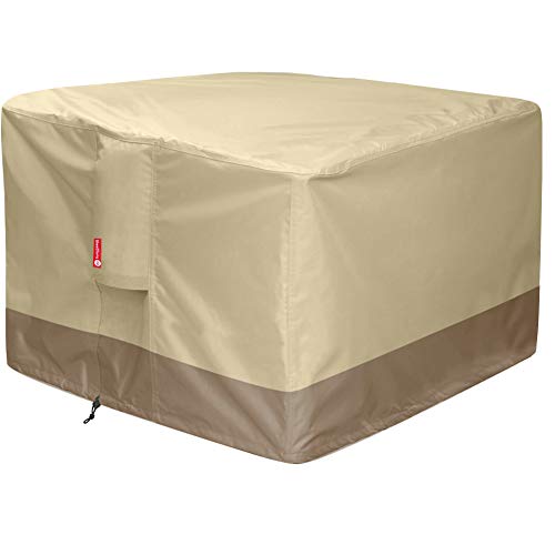 SheeChung Gas Fire Pit Cover Square - 600D Heavy Duty Patio Outdoor Fire Pit Table Cover with PVC Coating,100% Waterproof,Air Vents,Fits for 29/30/31/32 inch Fire Pit/Table Cover (32”L x 32”W x 24”H) - Image 1