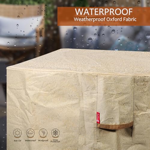SheeChung Gas Fire Pit Cover Square - 600D Heavy Duty Patio Outdoor Fire Pit Table Cover with PVC Coating,100% Waterproof,Air Vents,Fits for 29/30/31/32 inch Fire Pit/Table Cover (32”L x 32”W x 24”H) - Image 3