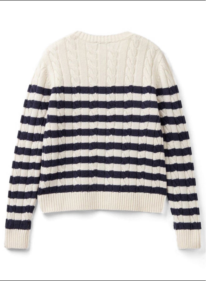 Benetton STRIPED SWEATER WITH CABLES  - Image 2