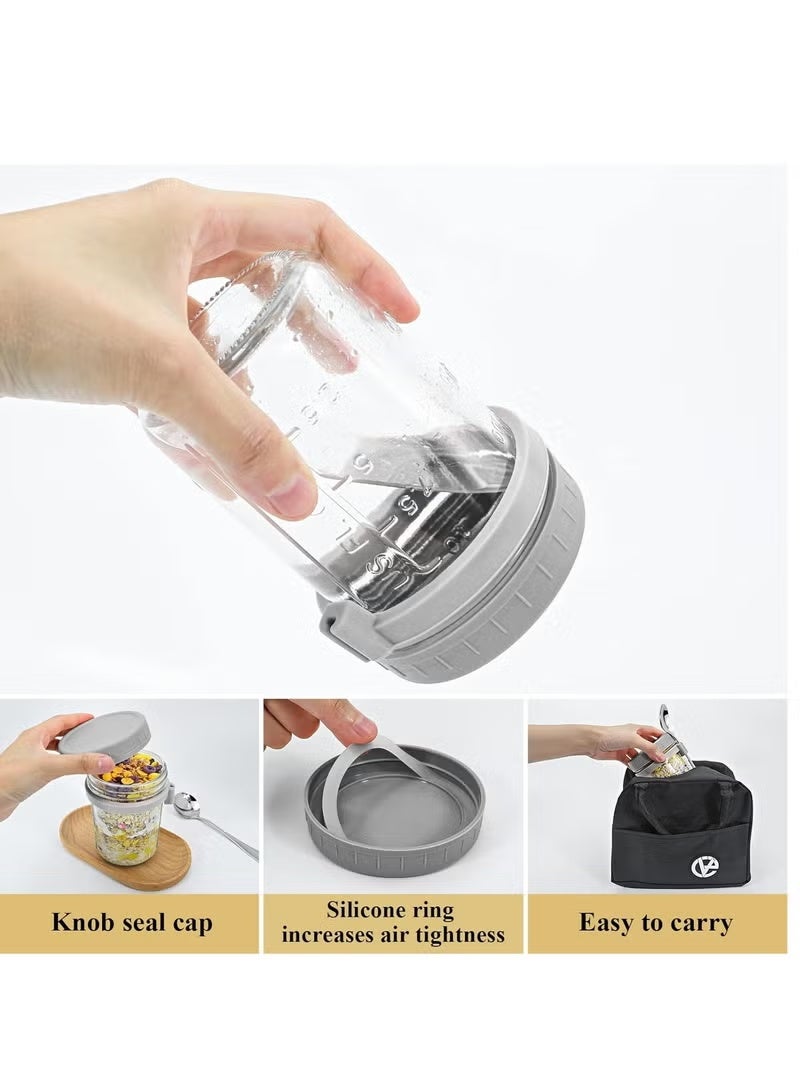 SKT Shiketro 4 Pack 350ml Glass Jars, Overnight Oats Containers with Lids and Spoons, Food Storage Containers for Milk, Cereal, Fruit - Image 5