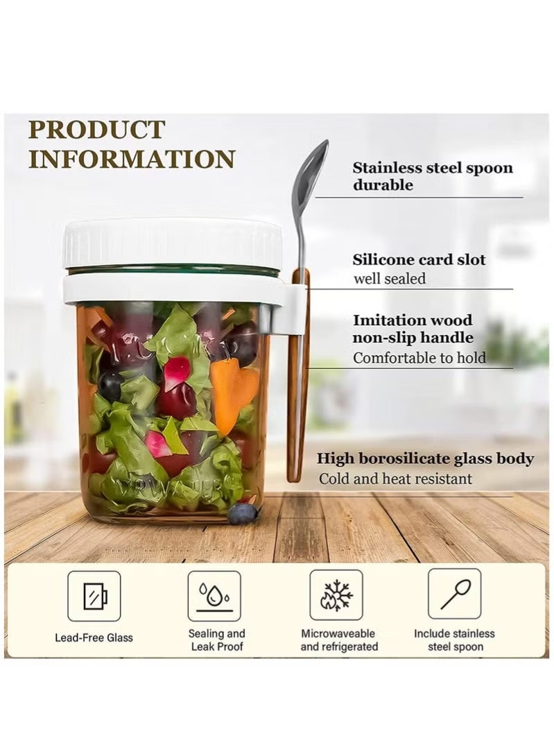 SKT Shiketro 4 Pack 350ml Glass Jars, Overnight Oats Containers with Lids and Spoons, Food Storage Containers for Milk, Cereal, Fruit - Image 2