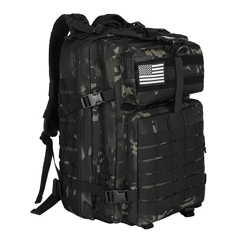 WOLT Military Tactical Backpack for Men 45L Molle Backpack 3 Day Assault Pack Bug Out Bag, Heavy Duty Rucksack for Hiking Gym, Camouflage Black - Image 1