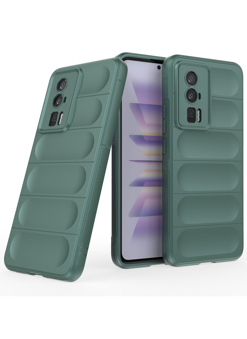 جولدن ماسك شاومى بوكو اف 5 برو/ريدمى كى 60/كى 60 برو (Xiaomi Poco F5 Pro/Redmi K60/K60 Pro) جراب ماجيك كيس كفر حماية للهاتف - (اخضر)  - Image 1